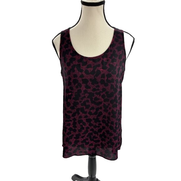 Express Womens Size S Sleeveless Tank Top Purple Black Animal Print Blouse - Picture 1 of 6
